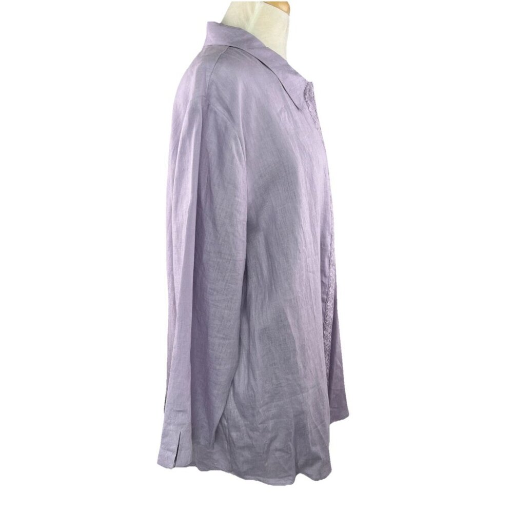 Dana Buchman Lilac Linen Button-Front Blouse and matching Tank Top - Picture 5 of 14